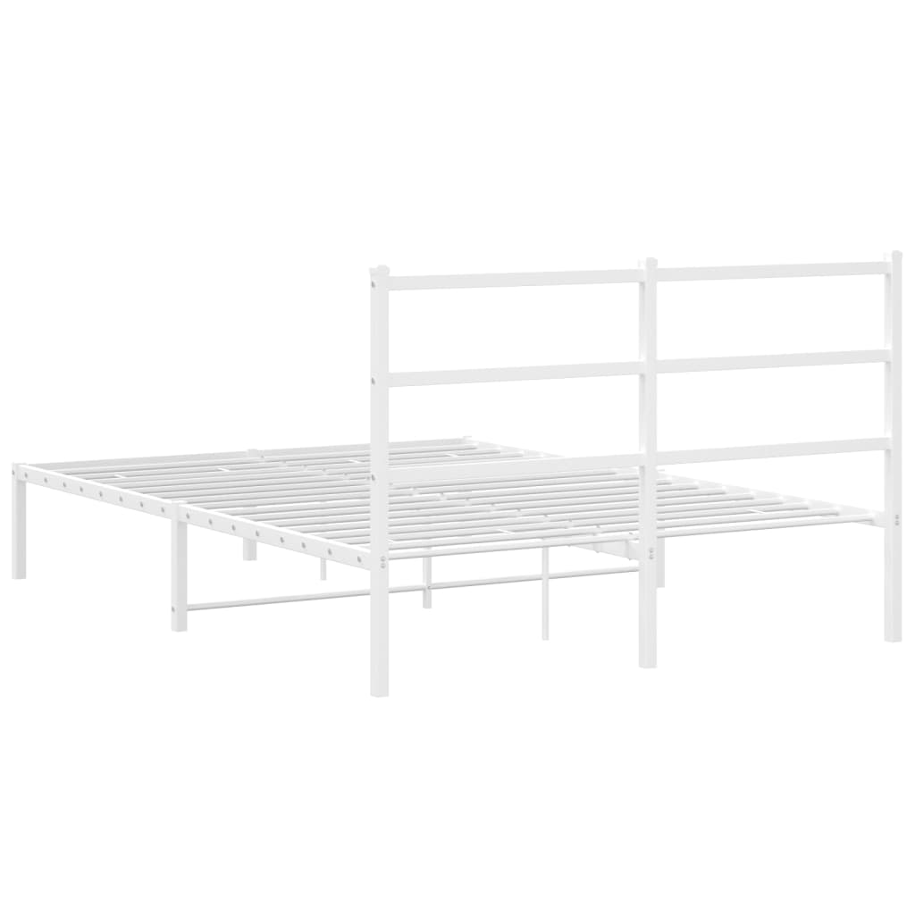 Bettgestell mit Kopfteil Metall Weiß 140x190 cm - Pazzar.ch