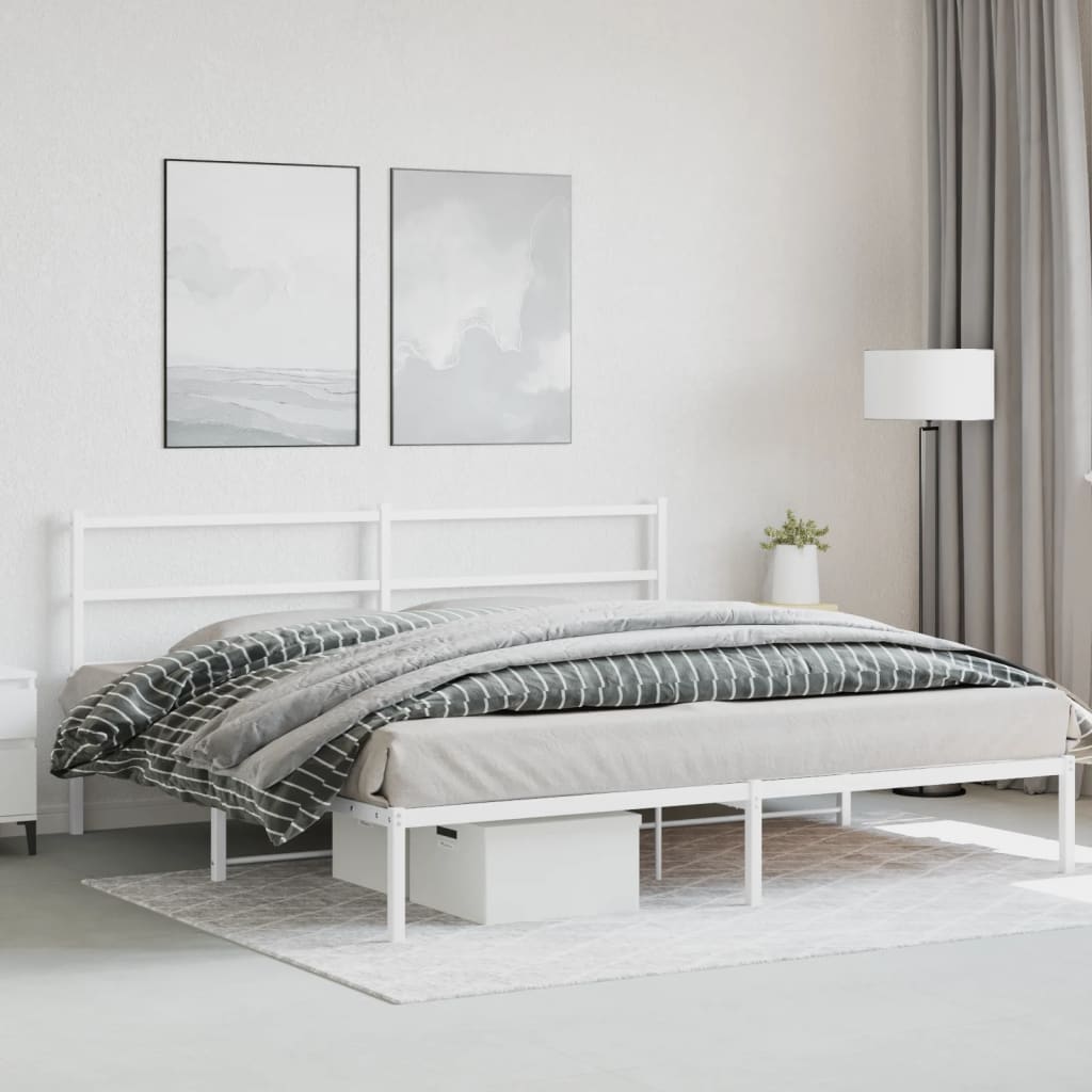 Bettgestell mit Kopfteil Metall Weiß 183x213 cm - Pazzar.ch