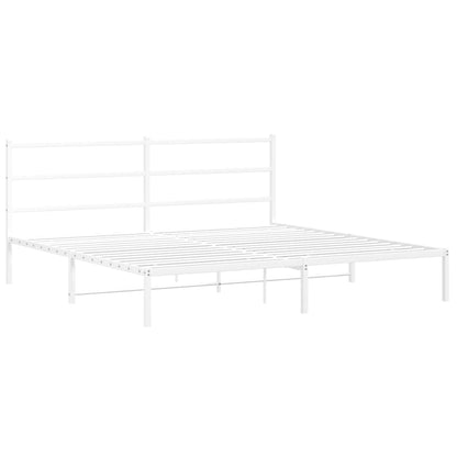 Bettgestell mit Kopfteil Metall Weiß 193x203 cm - Pazzar.ch
