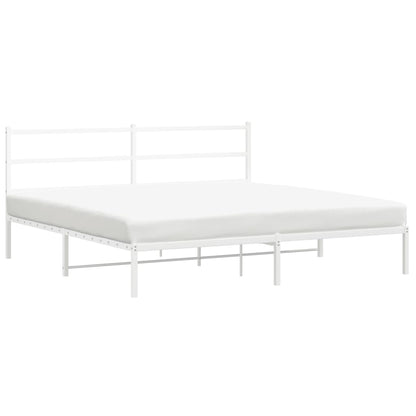 Bettgestell mit Kopfteil Metall Weiß 193x203 cm - Pazzar.ch