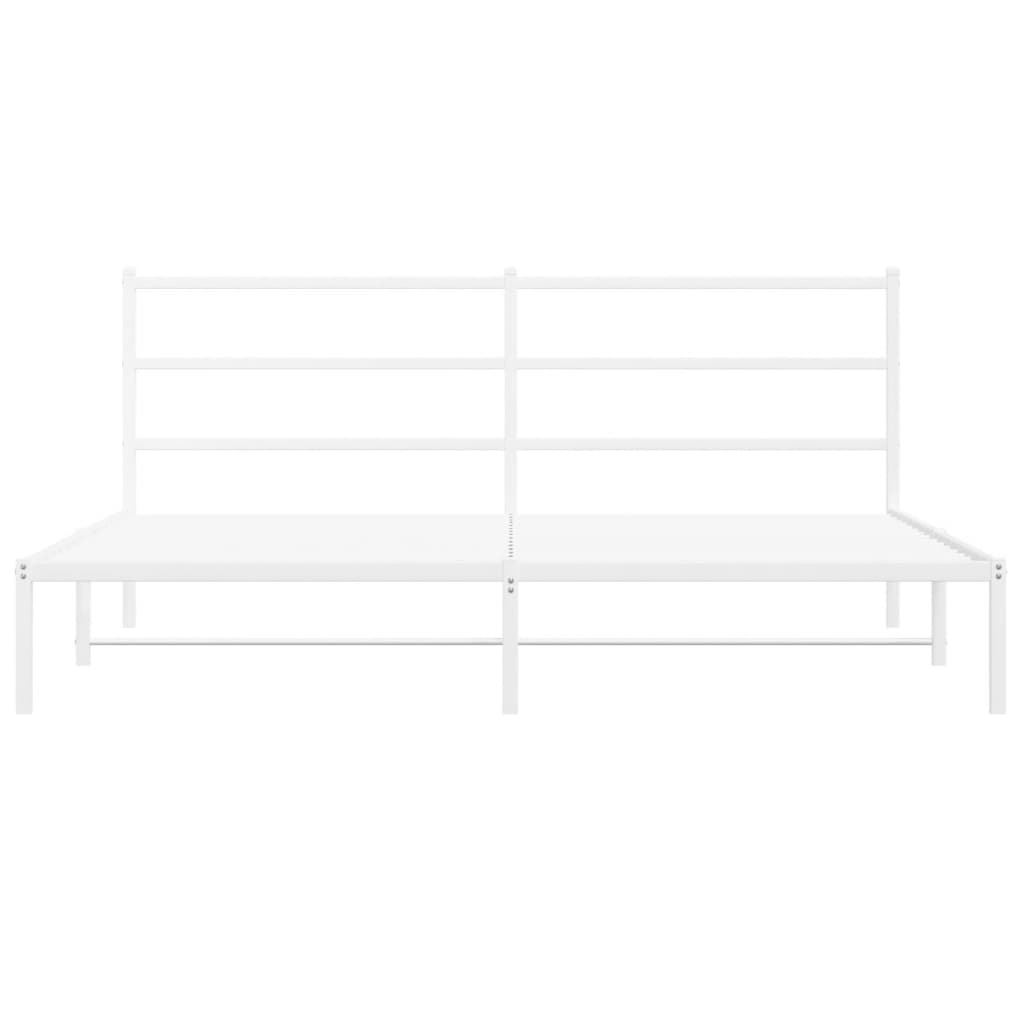 Bettgestell mit Kopfteil Metall Weiß 193x203 cm - Pazzar.ch