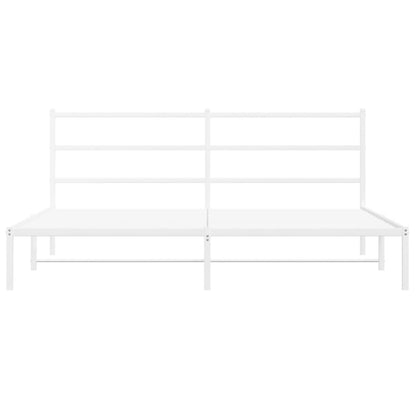Bettgestell mit Kopfteil Metall Weiß 193x203 cm - Pazzar.ch