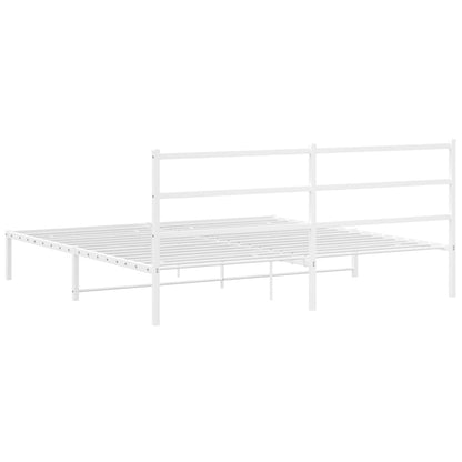 Bettgestell mit Kopfteil Metall Weiß 193x203 cm - Pazzar.ch
