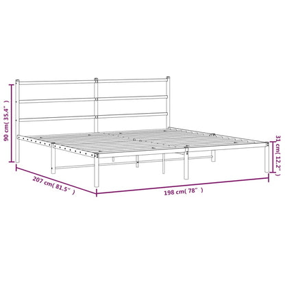 Bettgestell mit Kopfteil Metall Weiß 193x203 cm - Pazzar.ch