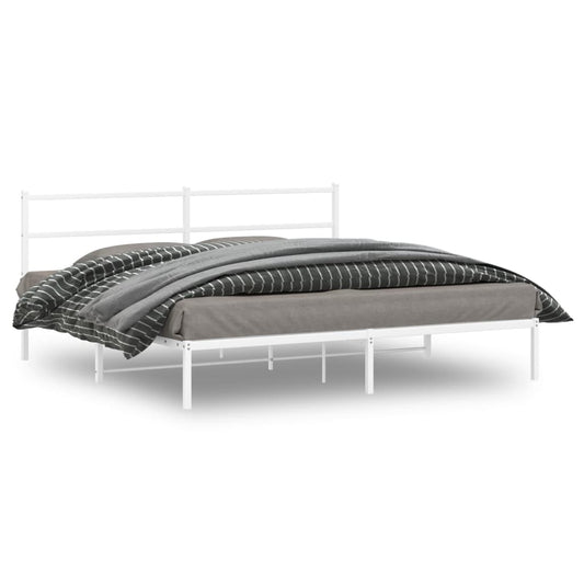 Bettgestell mit Kopfteil Metall Weiß 193x203 cm - Pazzar.ch