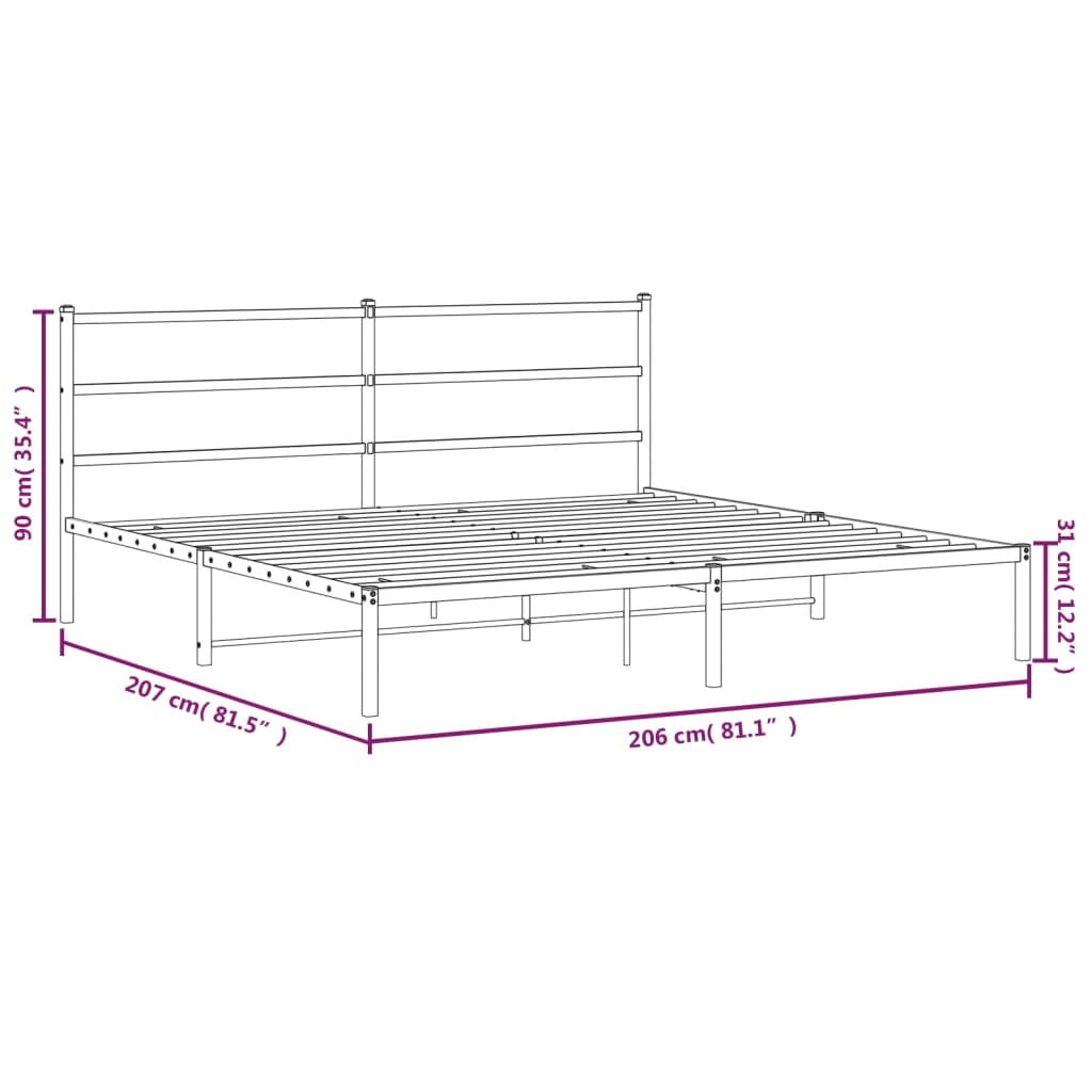 Bettgestell mit Kopfteil Metall Weiß 200x200 cm - Pazzar.ch