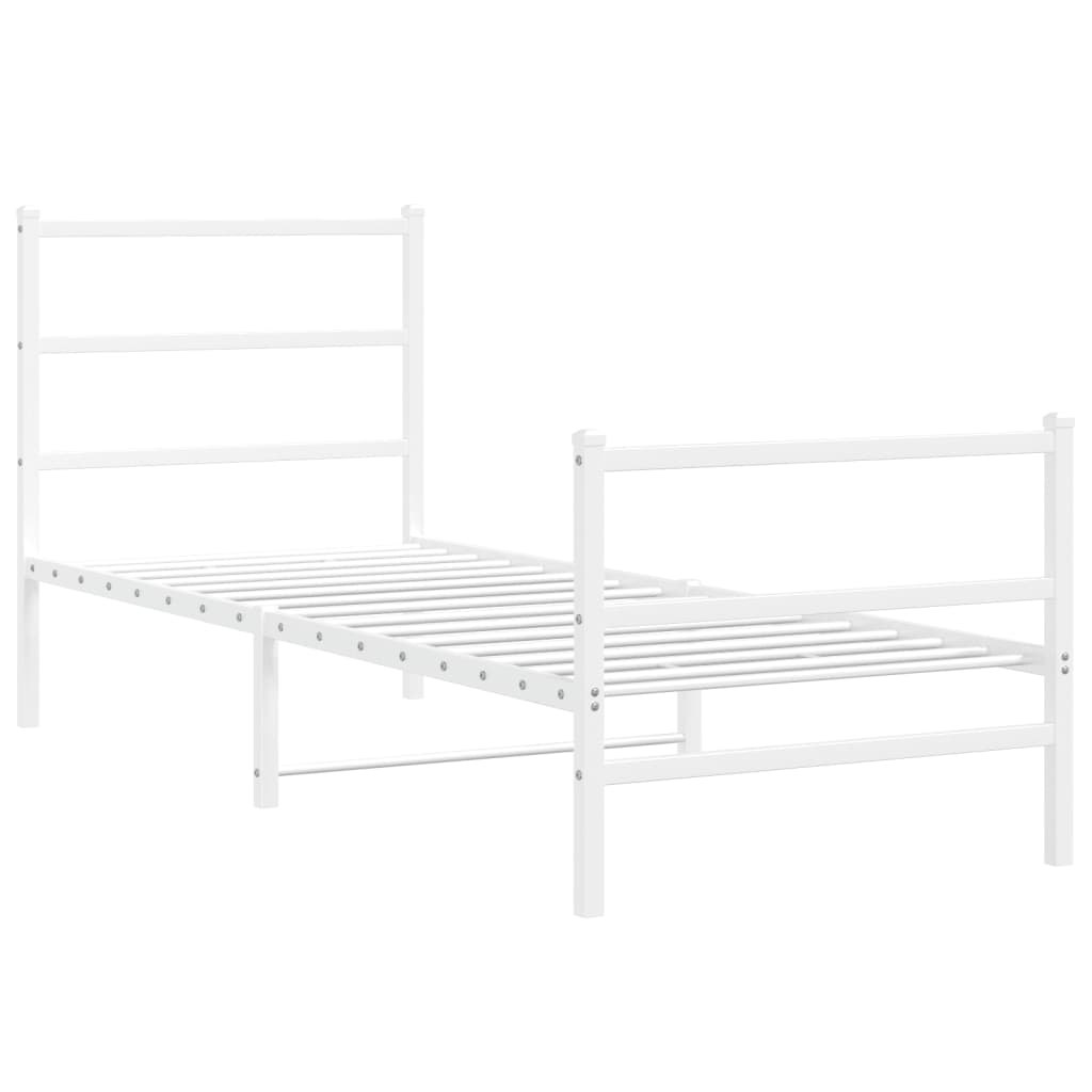 Bettgestell mit Kopf- und Fußteil Metall Weiß 75x190 cm - Pazzar.ch