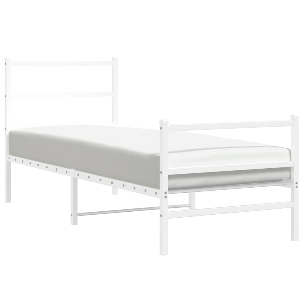 Bettgestell mit Kopf- und Fußteil Metall Weiß 75x190 cm - Pazzar.ch