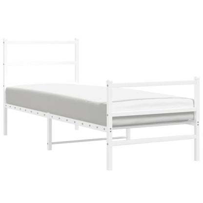 Bettgestell mit Kopf- und Fußteil Metall Weiß 75x190 cm - Pazzar.ch