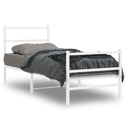 Bettgestell mit Kopf- und Fußteil Metall Weiß 75x190 cm - Pazzar.ch
