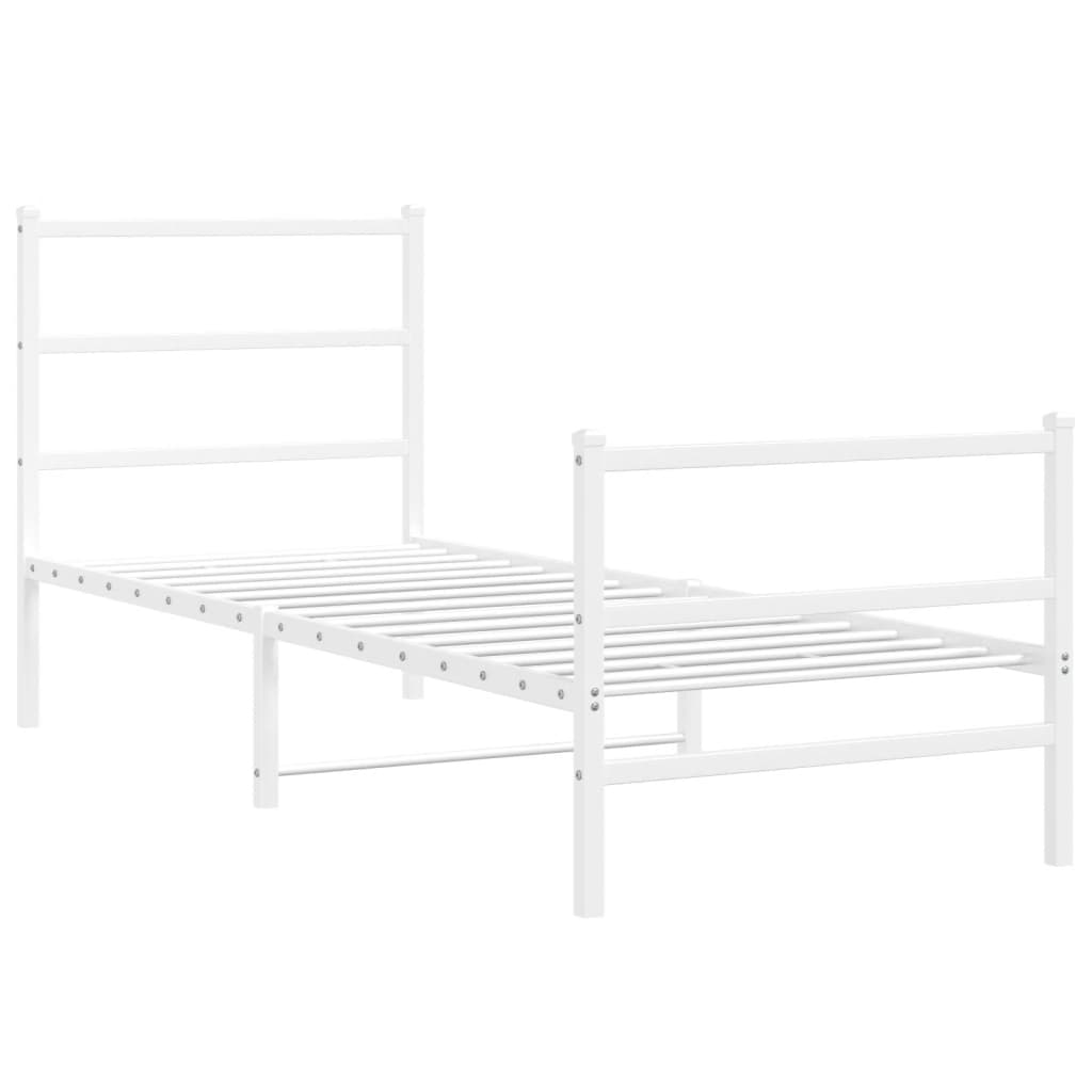 Bettgestell mit Kopf- und Fußteil Metall Weiß 80x200 cm - Pazzar.ch