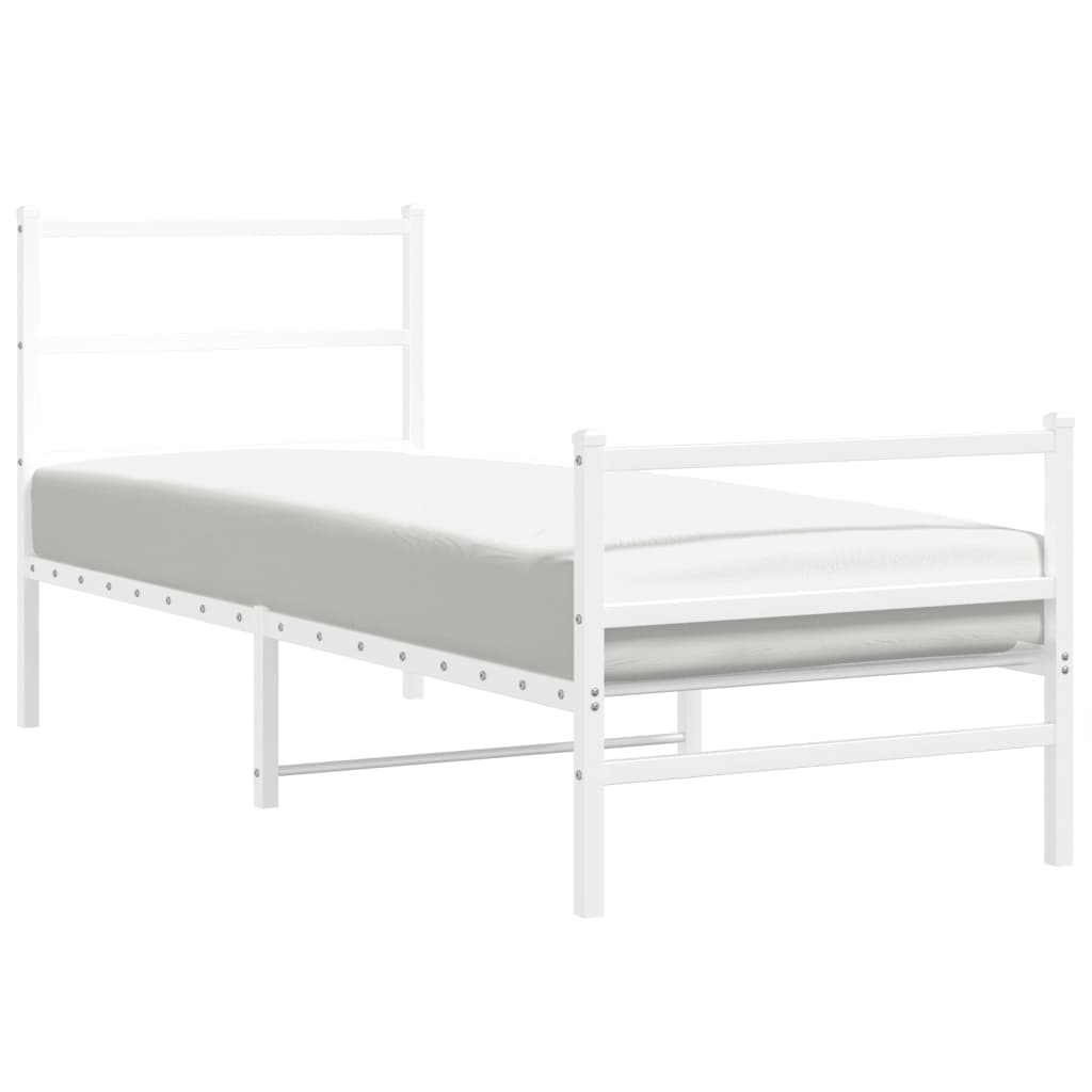 Bettgestell mit Kopf- und Fußteil Metall Weiß 80x200 cm - Pazzar.ch