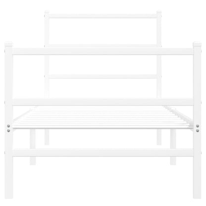 Bettgestell mit Kopf- und Fußteil Metall Weiß 80x200 cm - Pazzar.ch