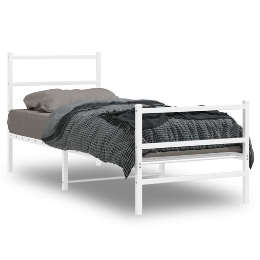 Bettgestell mit Kopf- und Fußteil Metall Weiß 80x200 cm - Pazzar.ch