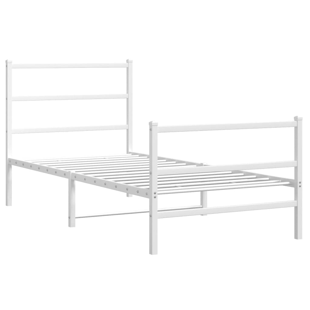 Bettgestell mit Kopf- und Fußteil Metall Weiß 90x190 cm - Pazzar.ch