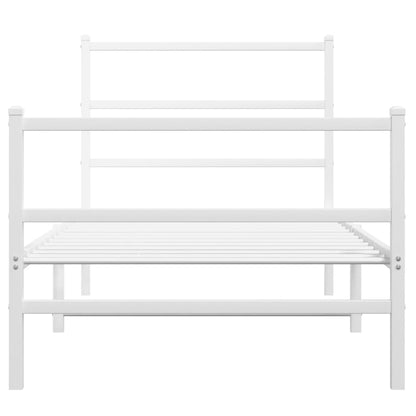 Bettgestell mit Kopf- und Fußteil Metall Weiß 90x190 cm - Pazzar.ch