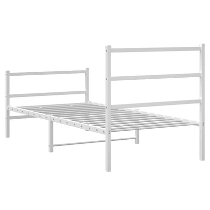 Bettgestell mit Kopf- und Fußteil Metall Weiß 90x190 cm - Pazzar.ch