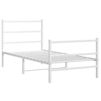Bettgestell mit Kopf- und Fußteil Metall Weiß 90x200 cm - Pazzar.ch