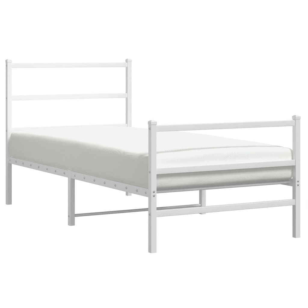 Bettgestell mit Kopf- und Fußteil Metall Weiß 90x200 cm - Pazzar.ch