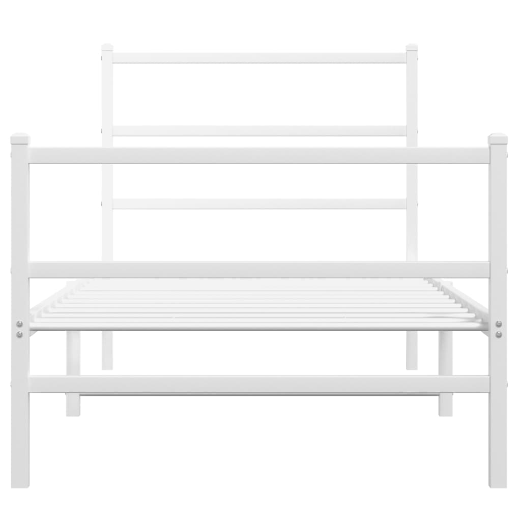 Bettgestell mit Kopf- und Fußteil Metall Weiß 90x200 cm - Pazzar.ch