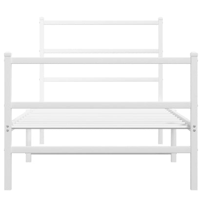 Bettgestell mit Kopf- und Fußteil Metall Weiß 90x200 cm - Pazzar.ch