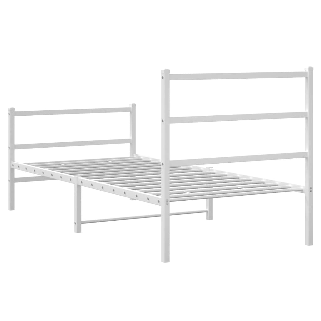 Bettgestell mit Kopf- und Fußteil Metall Weiß 90x200 cm - Pazzar.ch