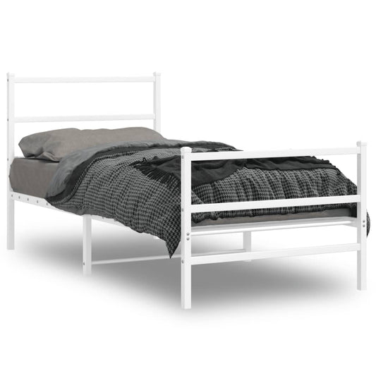 Bettgestell mit Kopf- und Fußteil Metall Weiß 90x200 cm - Pazzar.ch