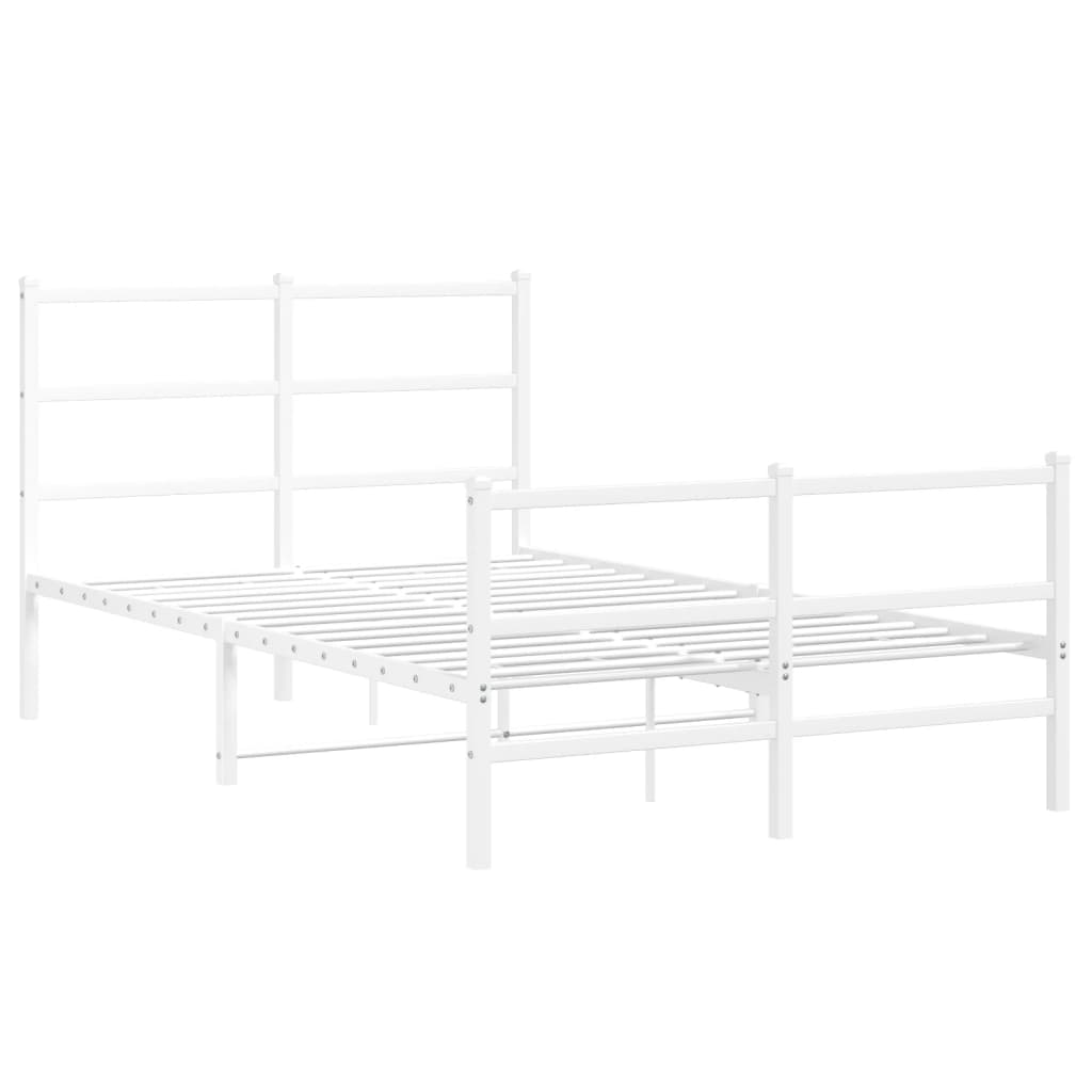 Bettgestell mit Kopf- und Fußteil Metall Weiß 120x190 cm - Pazzar.ch