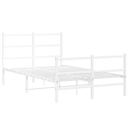 Bettgestell mit Kopf- und Fußteil Metall Weiß 120x190 cm - Pazzar.ch