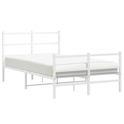 Bettgestell mit Kopf- und Fußteil Metall Weiß 120x190 cm - Pazzar.ch