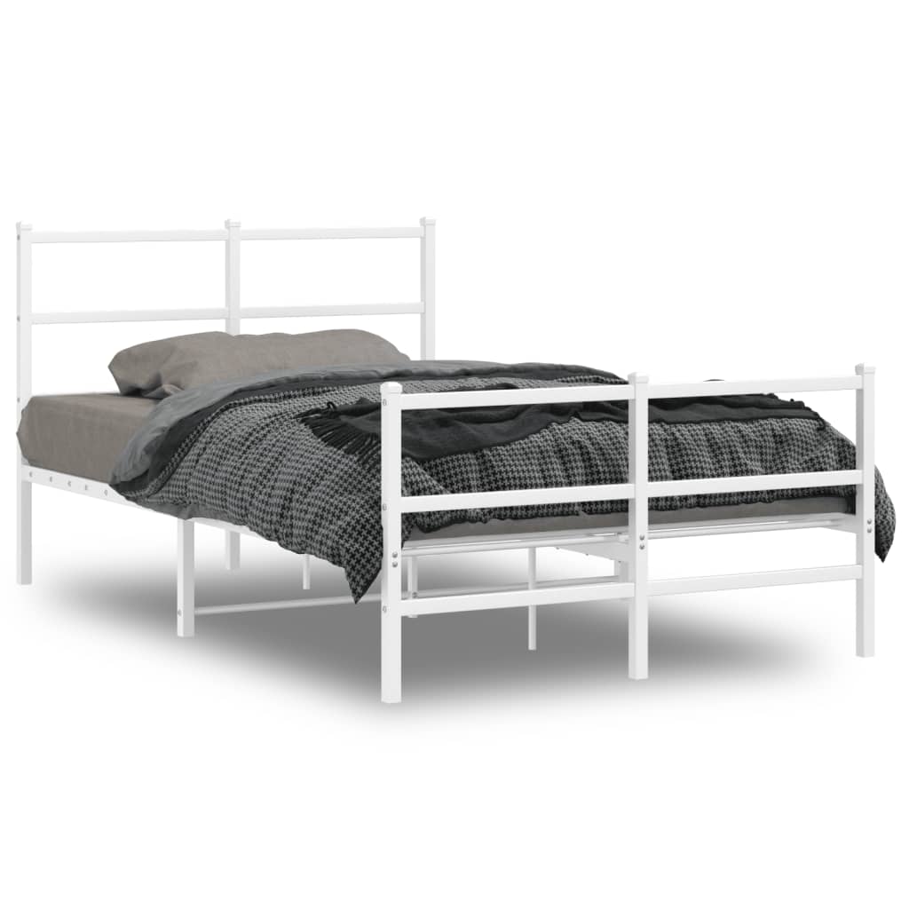 Bettgestell mit Kopf- und Fußteil Metall Weiß 120x190 cm - Pazzar.ch