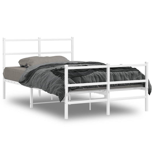 Bettgestell mit Kopf- und Fußteil Metall Weiß 120x190 cm - Pazzar.ch