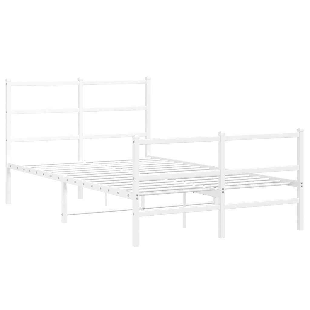 Bettgestell mit Kopf- und Fußteil Metall Weiß 120x200 cm