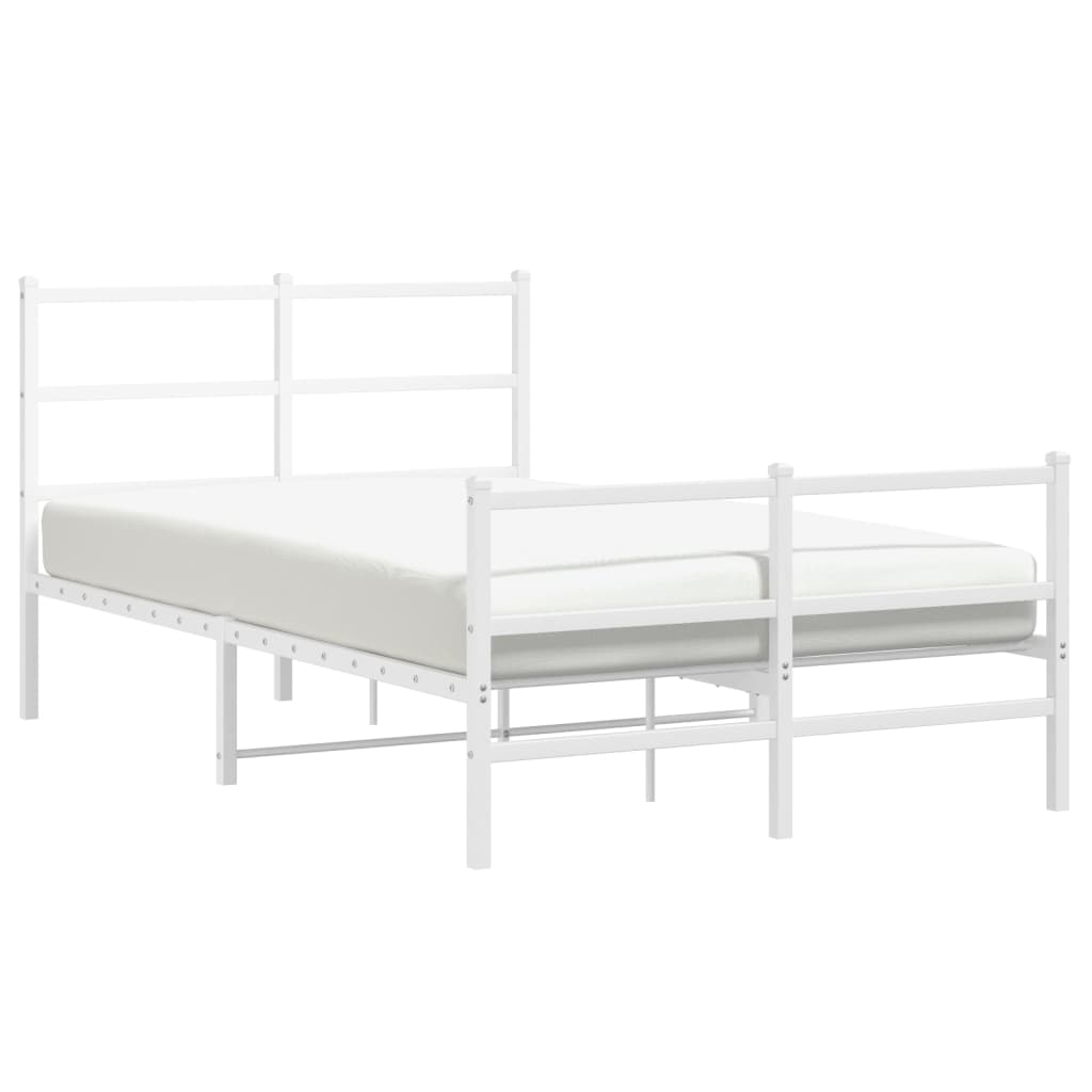 Bettgestell mit Kopf- und Fußteil Metall Weiß 120x200 cm - Pazzar.ch