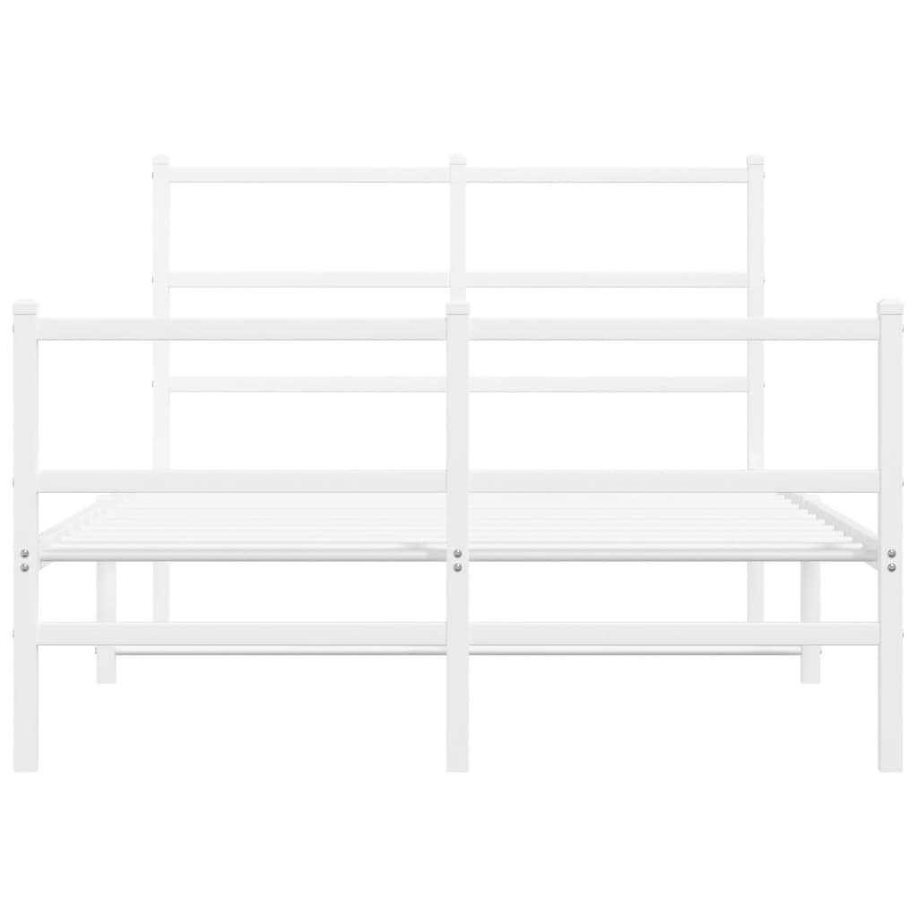 Bettgestell mit Kopf- und Fußteil Metall Weiß 120x200 cm - Pazzar.ch
