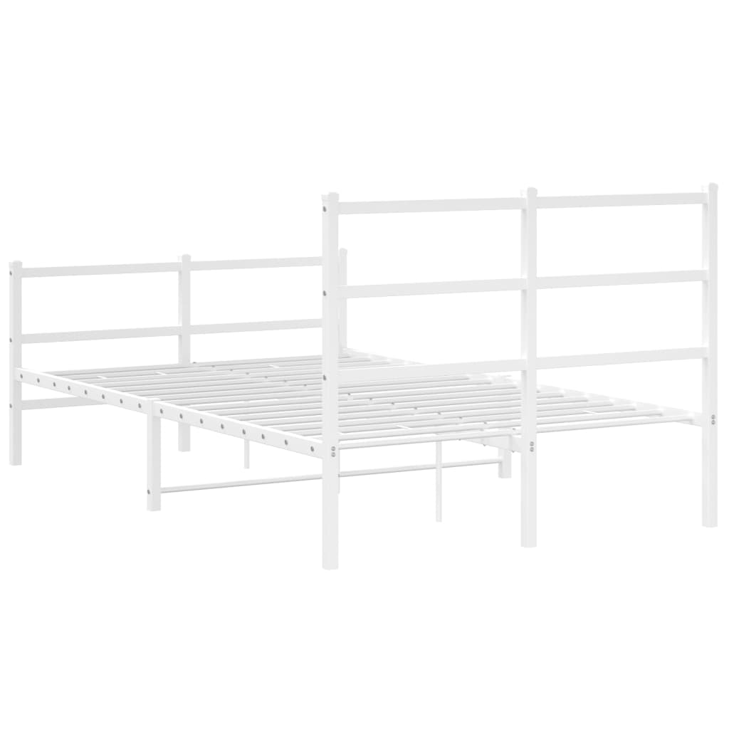 Bettgestell mit Kopf- und Fußteil Metall Weiß 120x200 cm - Pazzar.ch