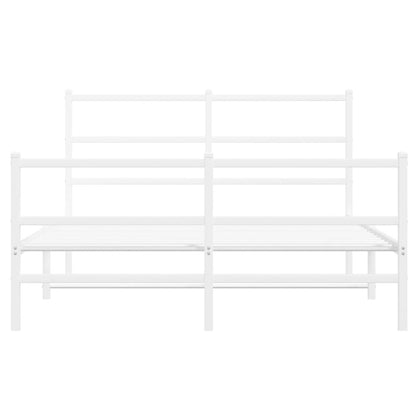 Bettgestell mit Kopf- und Fußteil Metall Weiß 135x190 cm - Pazzar.ch