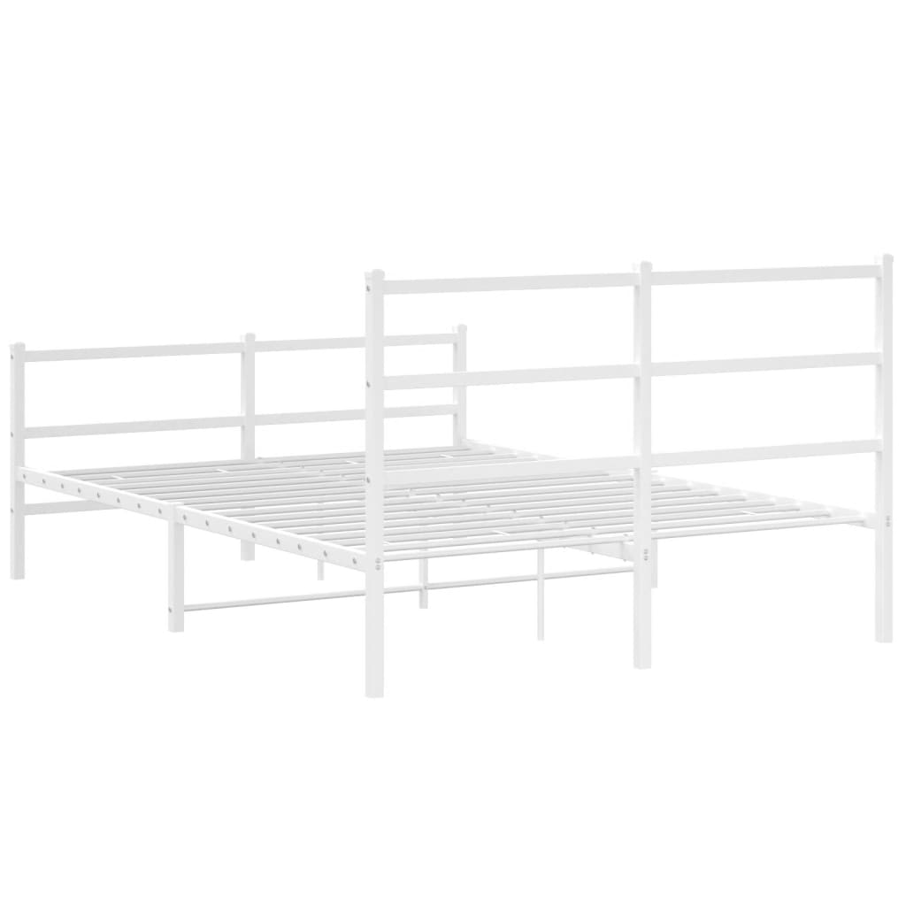 Bettgestell mit Kopf- und Fußteil Metall Weiß 135x190 cm - Pazzar.ch