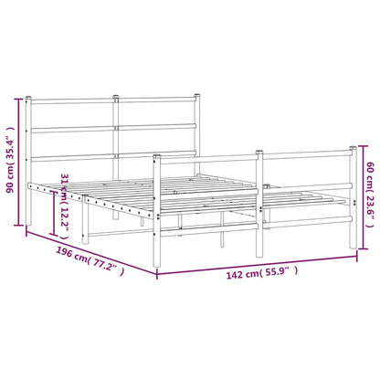 Bettgestell mit Kopf- und Fußteil Metall Weiß 135x190 cm - Pazzar.ch