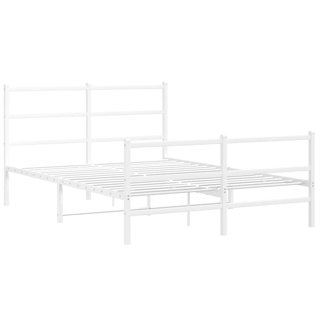 Bettgestell mit Kopf- und Fußteil Metall Weiß 140x190 cm - Pazzar.ch
