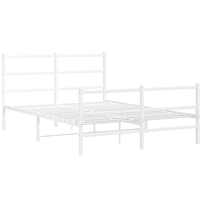 Bettgestell mit Kopf- und Fußteil Metall Weiß 140x190 cm - Pazzar.ch