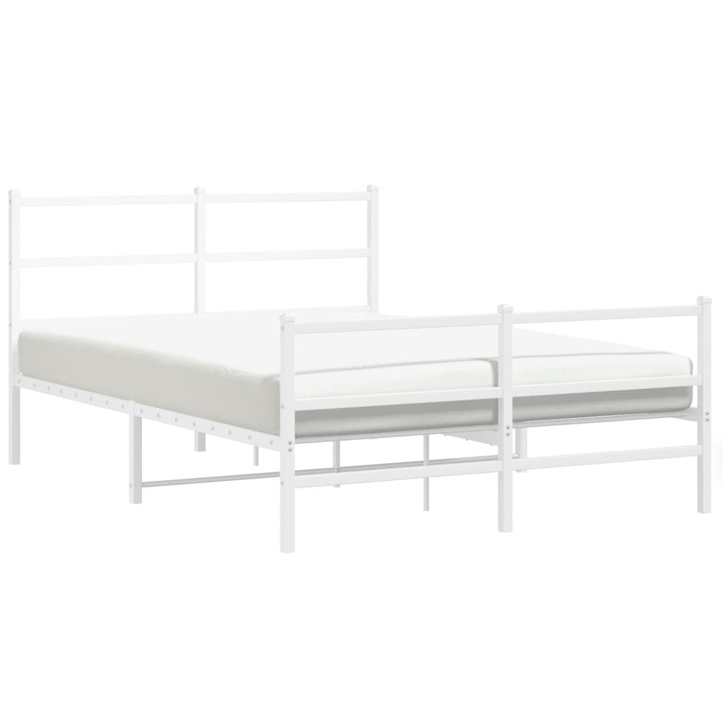 Bettgestell mit Kopf- und Fußteil Metall Weiß 140x190 cm - Pazzar.ch