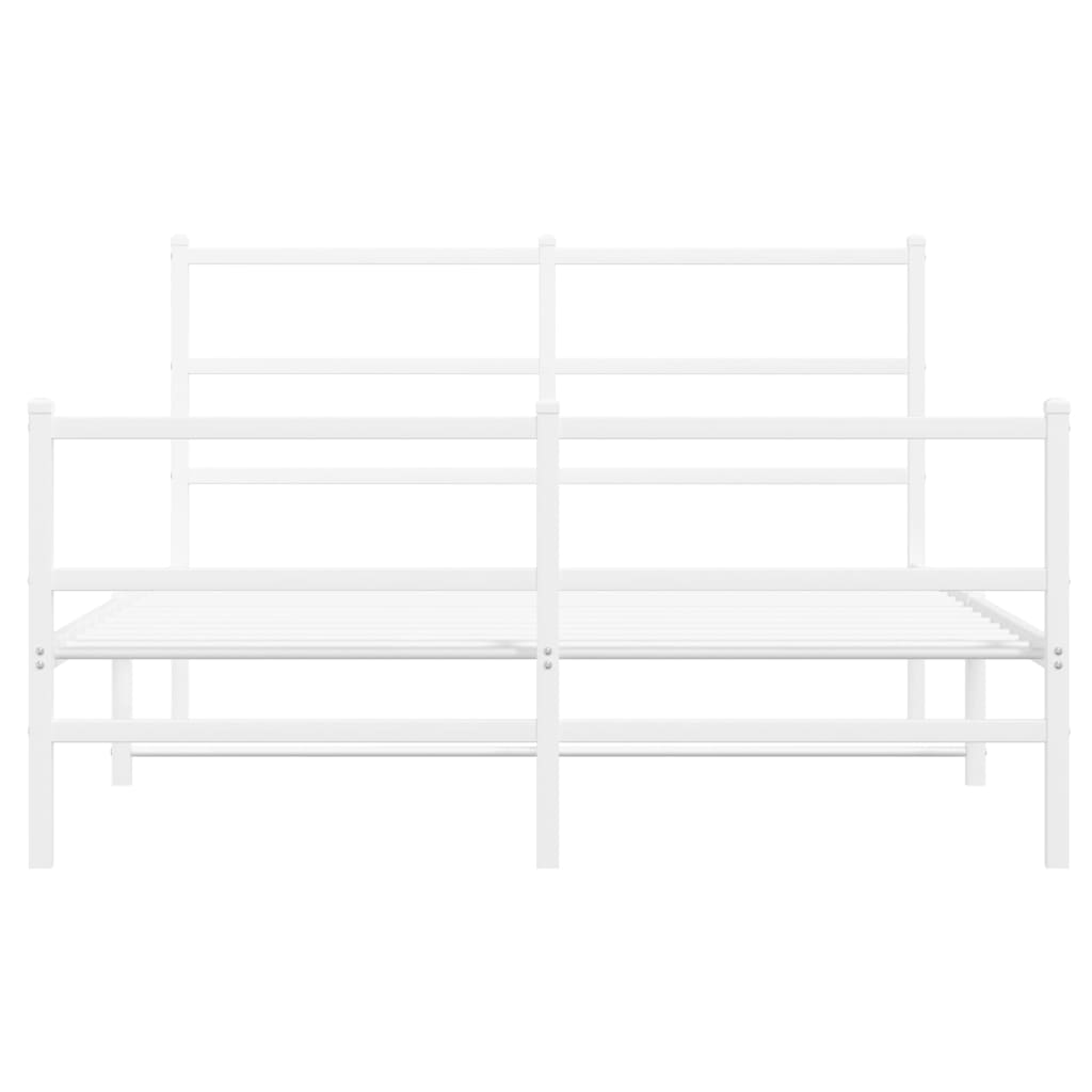 Bettgestell mit Kopf- und Fußteil Metall Weiß 140x190 cm