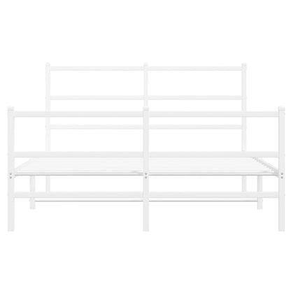 Bettgestell mit Kopf- und Fußteil Metall Weiß 140x190 cm - Pazzar.ch