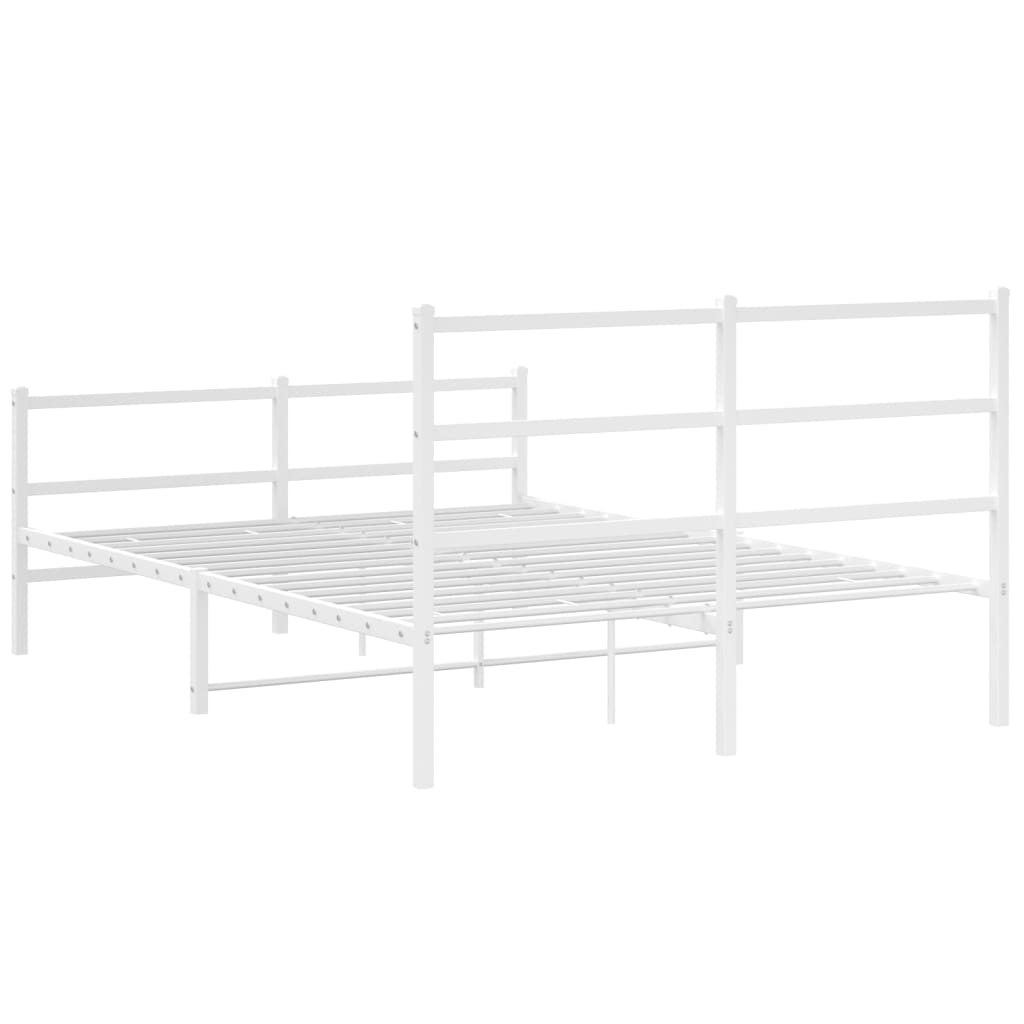 Bettgestell mit Kopf- und Fußteil Metall Weiß 140x190 cm - Pazzar.ch
