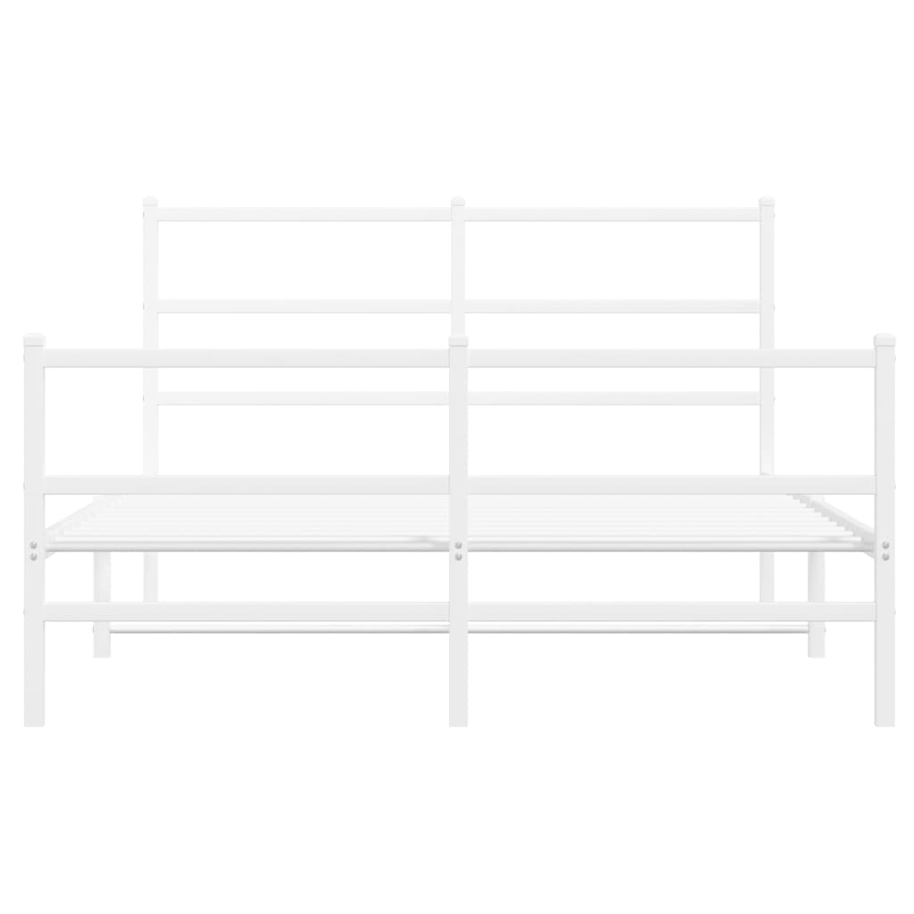 Bettgestell mit Kopf- und Fußteil Metall Weiß 140x200 cm - Pazzar.ch