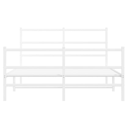 Bettgestell mit Kopf- und Fußteil Metall Weiß 140x200 cm - Pazzar.ch