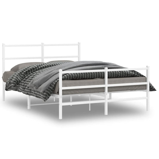 Bettgestell mit Kopf- und Fußteil Metall Weiß 140x200 cm - Pazzar.ch