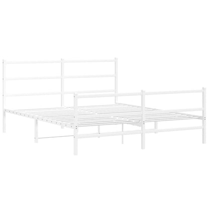 Bettgestell mit Kopf- und Fußteil Metall Weiß 150x200 cm - Pazzar.ch