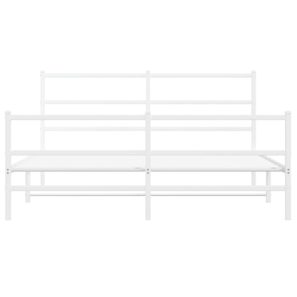 Bettgestell mit Kopf- und Fußteil Metall Weiß 150x200 cm - Pazzar.ch